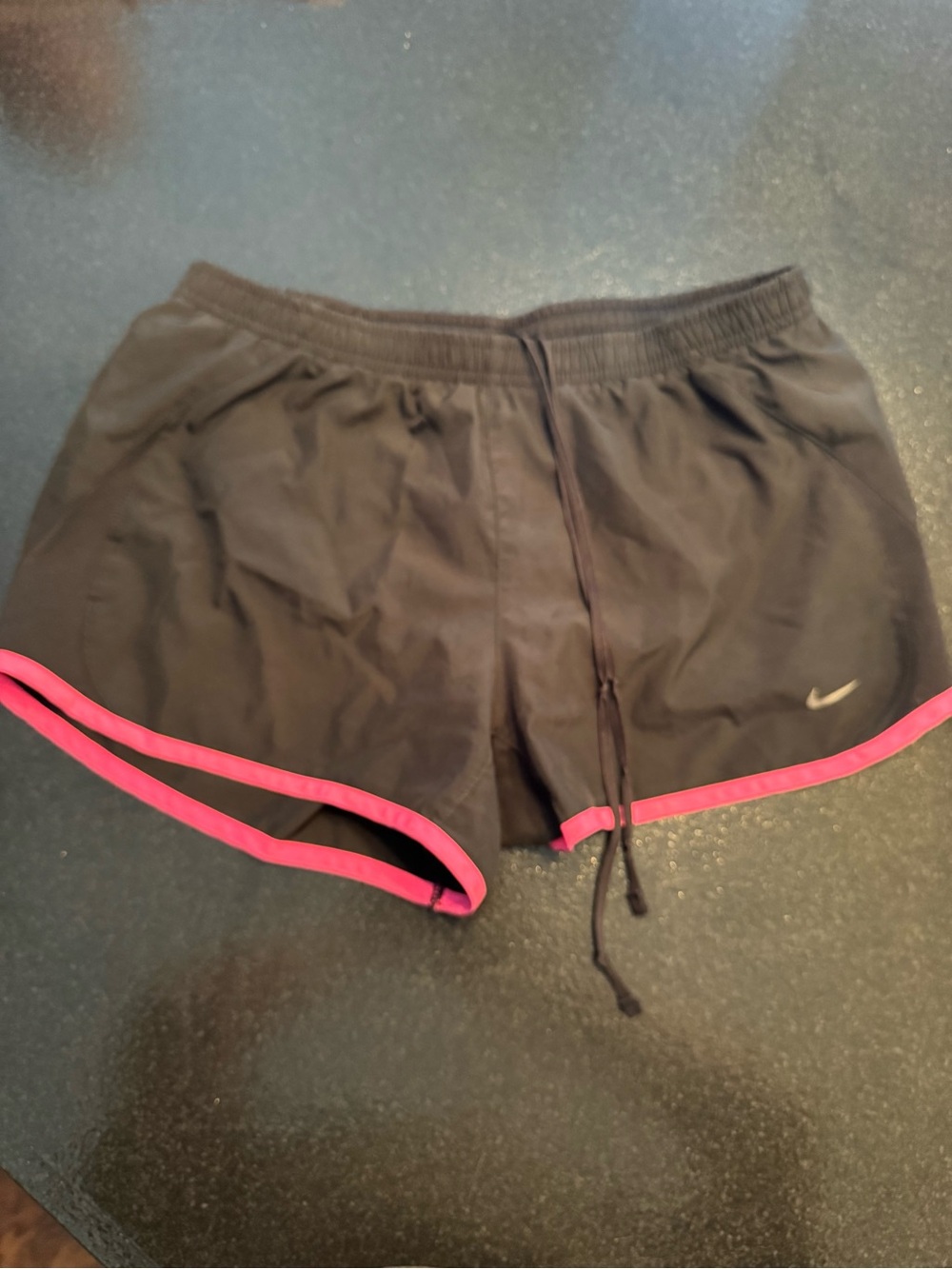 Nike Women's Black Athletic Shorts with Pink Trim